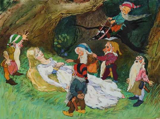 Беньяминсон Эрик Евгеньевич. Эскиз иллюстрации к сказке «Белоснежка и семь гномов»